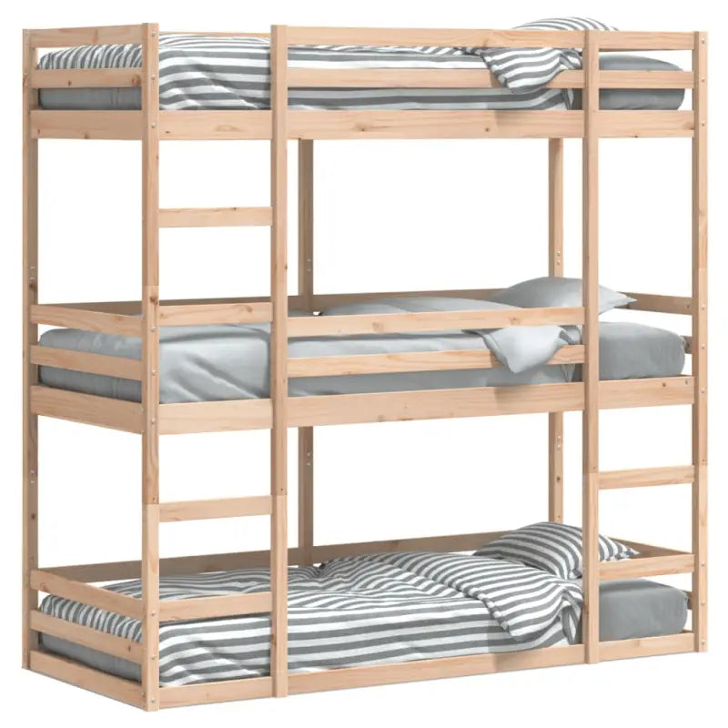 3 persoons stapelbed van massief grenenhout voor kleine kamers - Bedden & bedframes