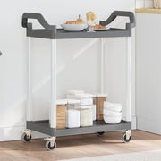 vidaXL Trolley 2-laags 81x41x92 cm aluminium grijs