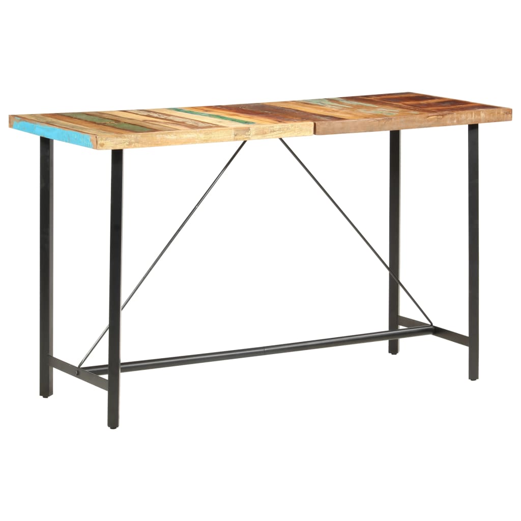 vidaXL 9-Piece Bar Set Solid Reclaimed Wood, Genuine Leather and Canvas
