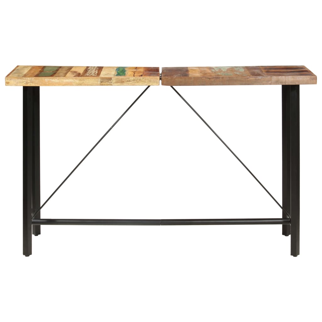 vidaXL 9-Piece Bar Set Solid Reclaimed Wood, Genuine Leather and Canvas