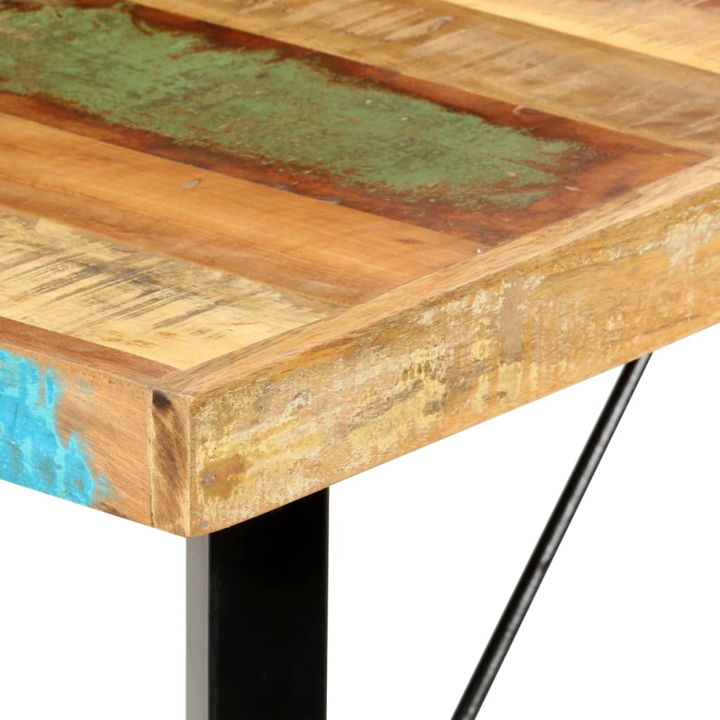 vidaXL 9-Piece Bar Set Solid Reclaimed Wood, Genuine Leather and Canvas