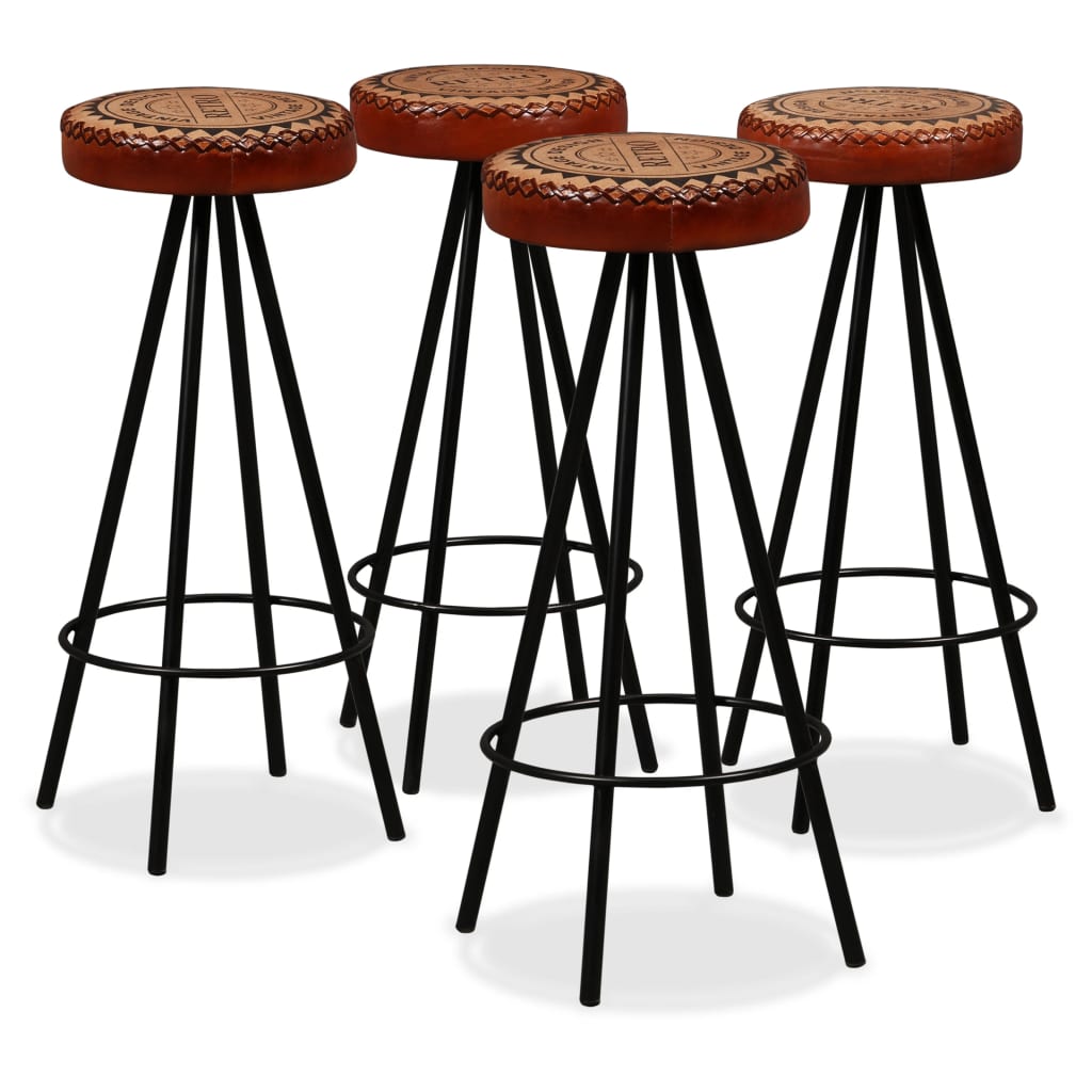 vidaXL 9-Piece Bar Set Solid Reclaimed Wood, Genuine Leather and Canvas