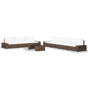 vidaXL 8-delige Loungeset poly rattan bruin