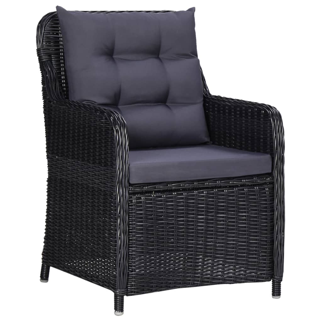 vidaXL 11-delige Tuinset poly rattan zwart
