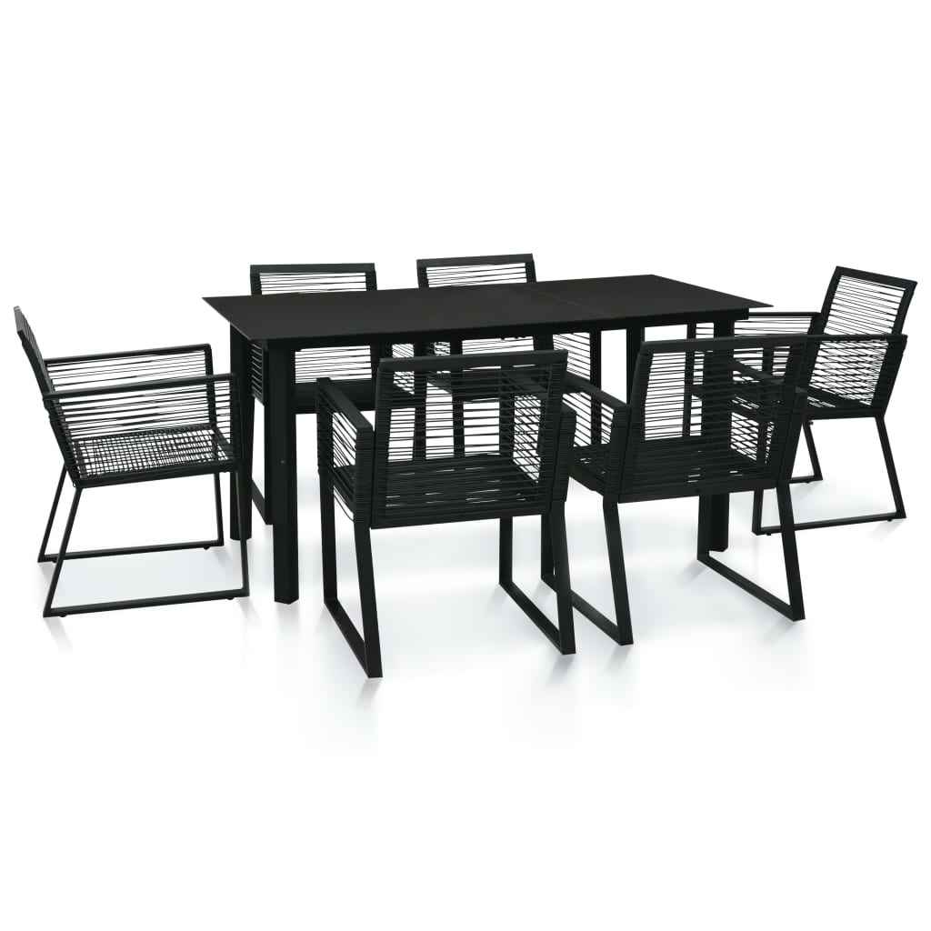 vidaXL 7-delige Tuinset PVC-rattan zwart