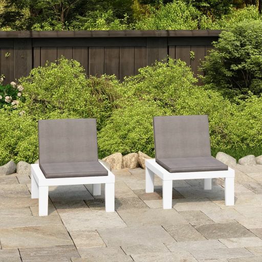 vidaXL Loungestoelen 2 st met kussens kunststof grijs - Aashly