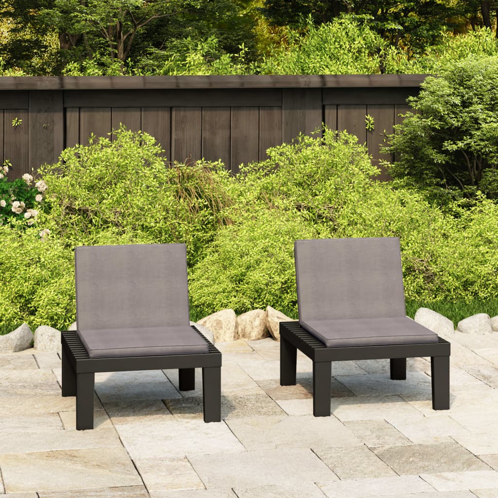 vidaXL Loungestoelen 2 st met kussens kunststof grijs - Aashly