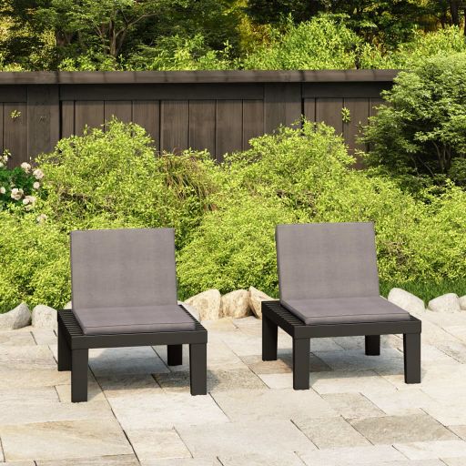 vidaXL Loungestoelen 2 st met kussens kunststof grijs - Aashly