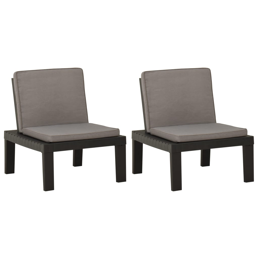vidaXL Loungestoelen 2 st met kussens kunststof grijs - Aashly