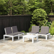 vidaXL 3-delige Loungeset met kussens kunststof grijs