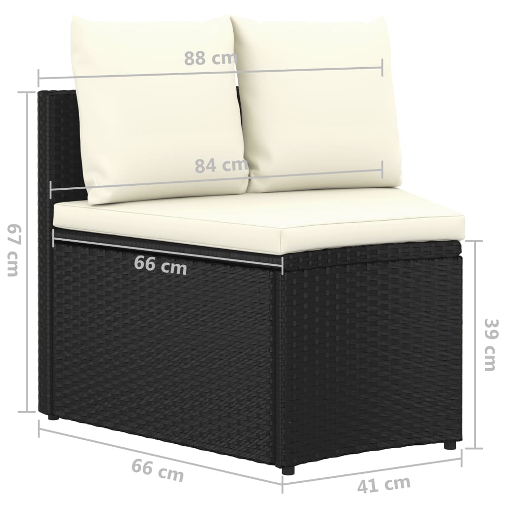 vidaXL 5-delige Loungeset met kussens poly rattan zwart