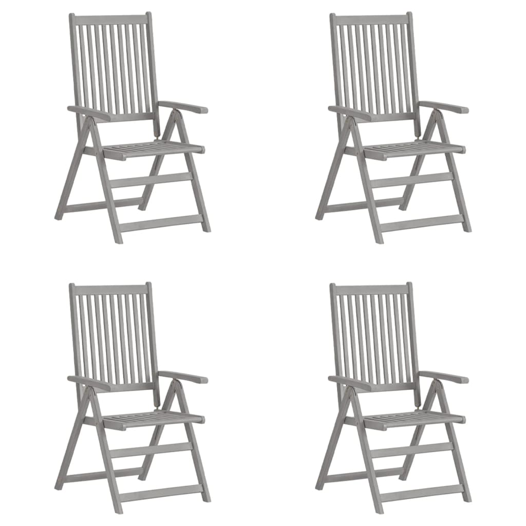 vidaXL Tuinstoelen 2 st verstelbaar massief acaciahout grijs - Aashly