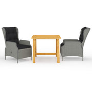 vidaXL 3-delige Tuinset donkergrijs