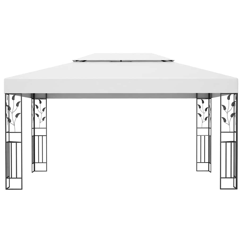 vidaXL Prieel met dubbel dak en LED-lichtslinger 3x4 m wit - Aashly