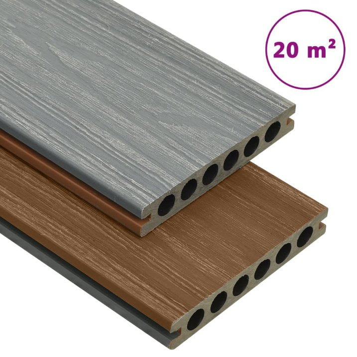 vidaXL Terrasplanken met accessoires 35 m² 4 m HKC bruin en grijs