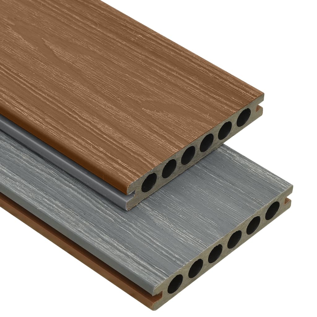 vidaXL Terrasplanken met accessoires 35 m² 4 m HKC bruin en grijs