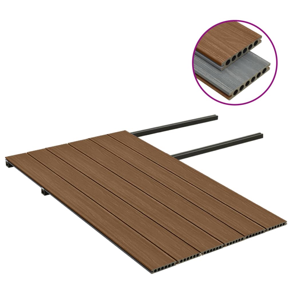 vidaXL Terrasplanken met accessoires 35 m² 4 m HKC bruin en grijs