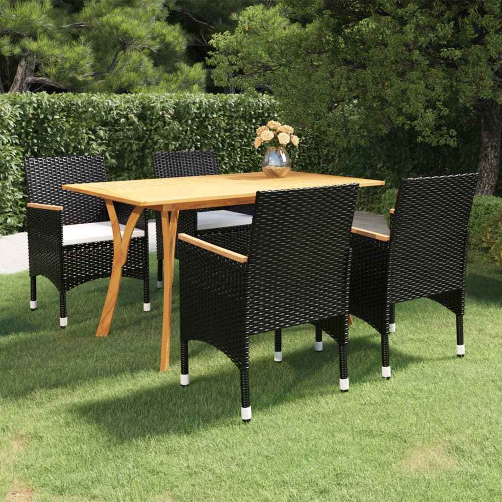 vidaXL 5-delige Tuinset zwart