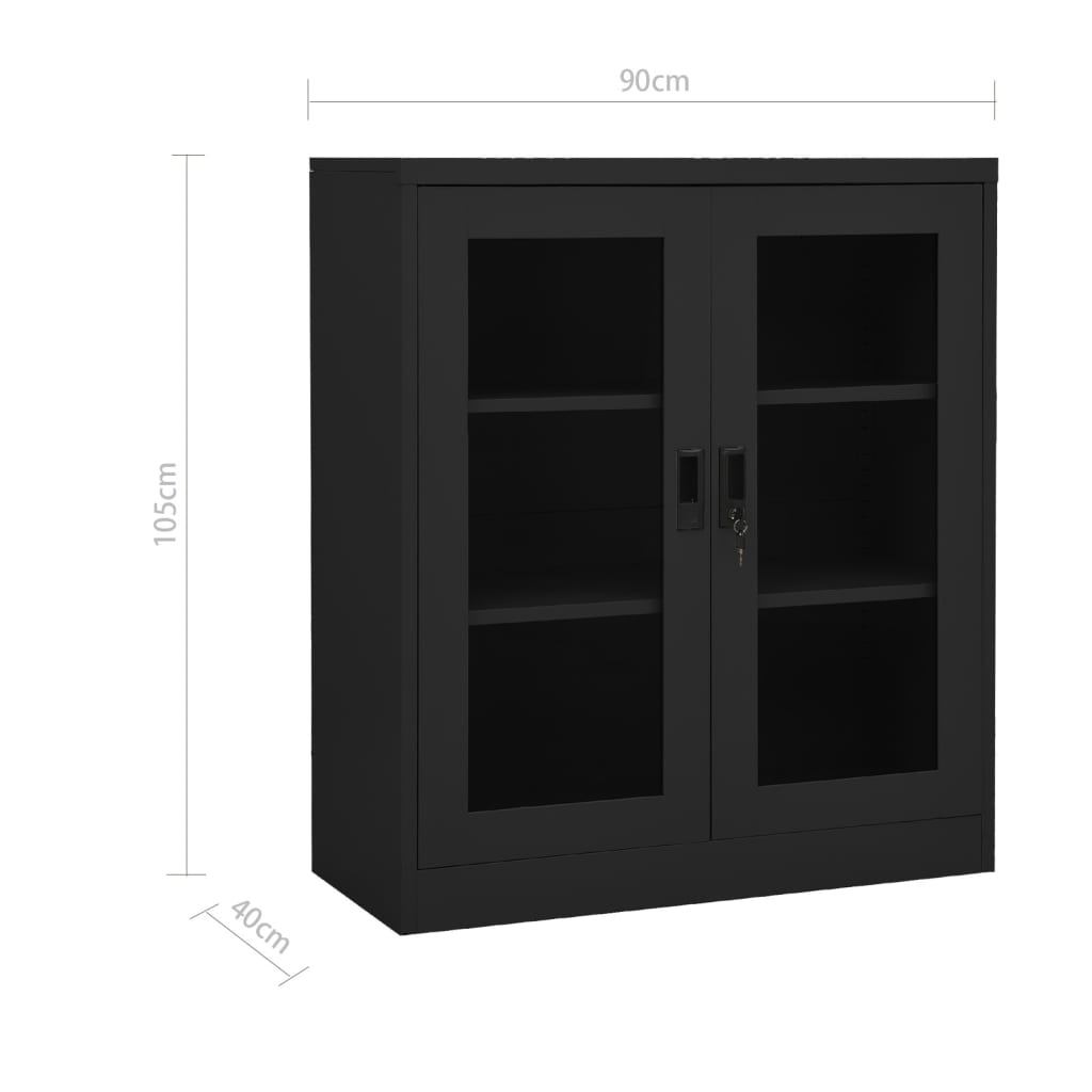 vidaXL Kantoorkast met plantenbak 90x40x113 cm staal antracietkleurig