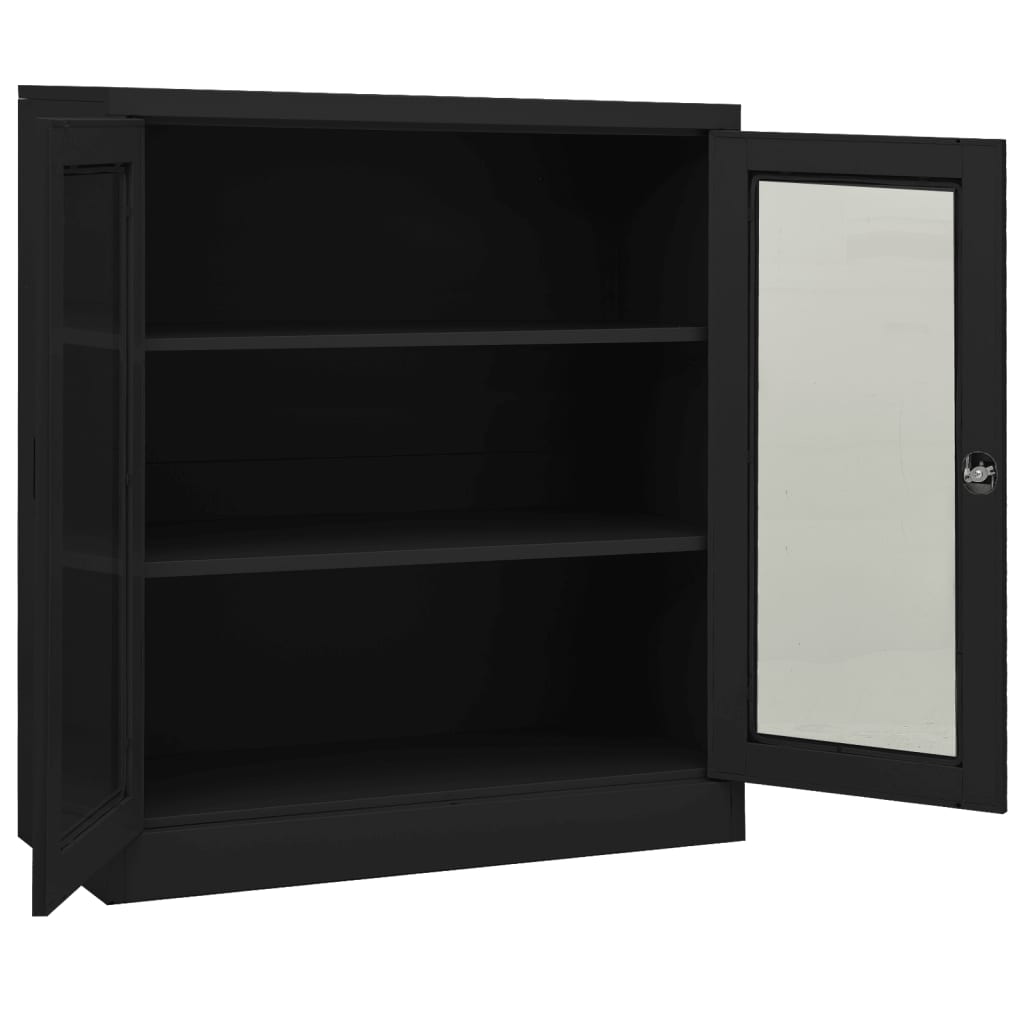 vidaXL Kantoorkast met plantenbak 90x40x113 cm staal antracietkleurig