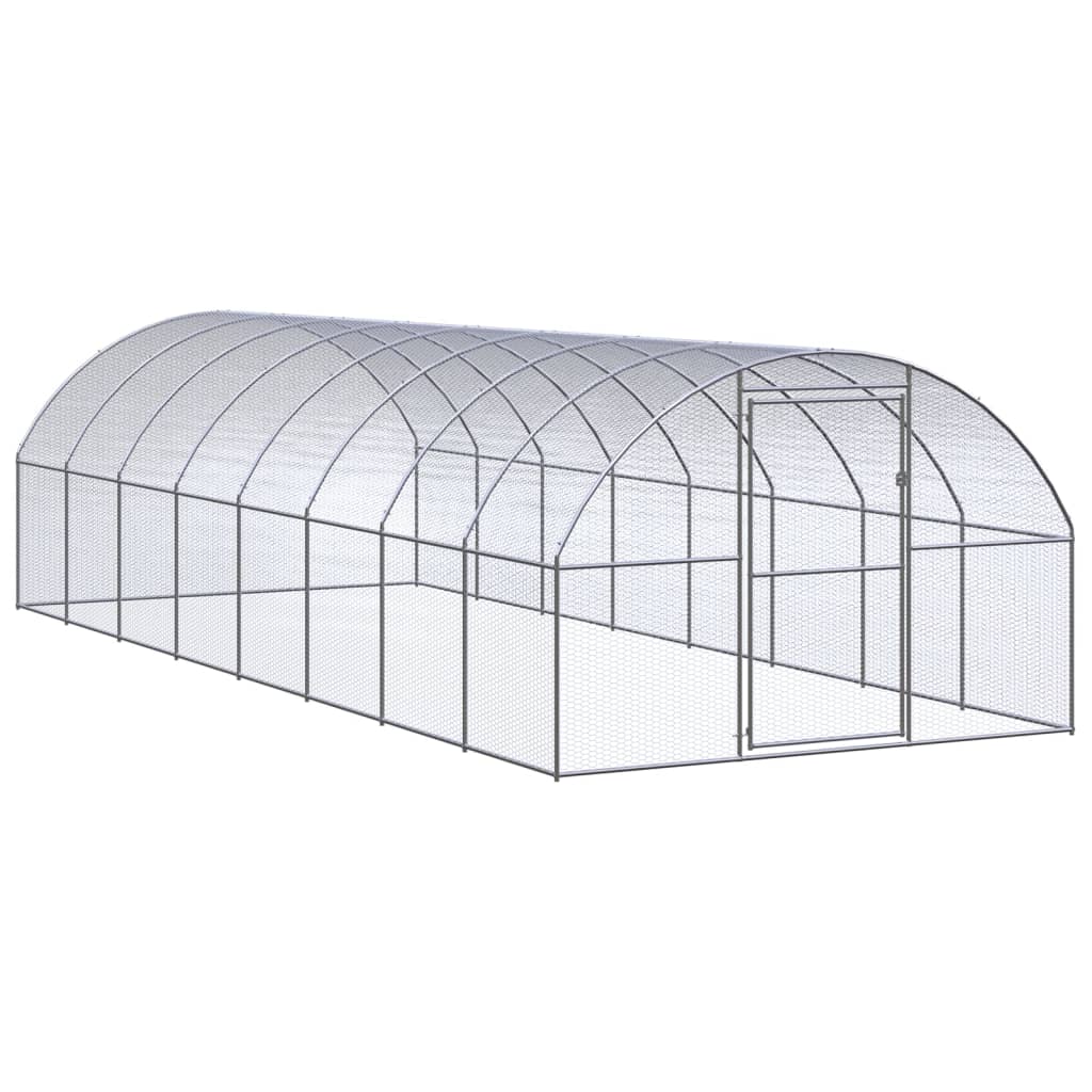 vidaXL Kippenren 3x8x2 m gegalvaniseerd staal - Aashly