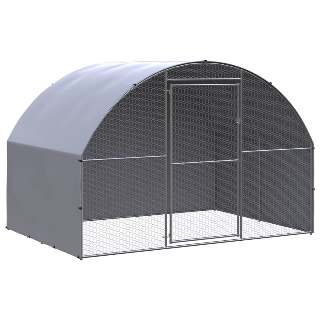 vidaXL Kippenren 3x8x2 m gegalvaniseerd staal - Aashly