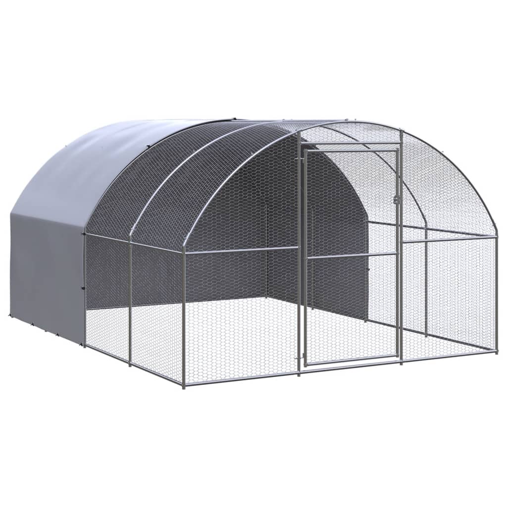 vidaXL Kippenren 3x8x2 m gegalvaniseerd staal - Aashly