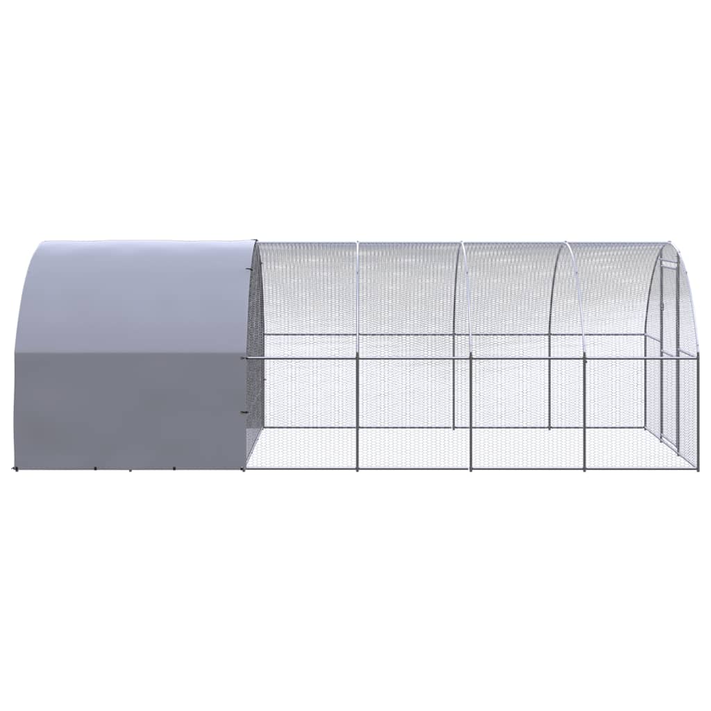 vidaXL Kippenren 3x8x2 m gegalvaniseerd staal - Aashly