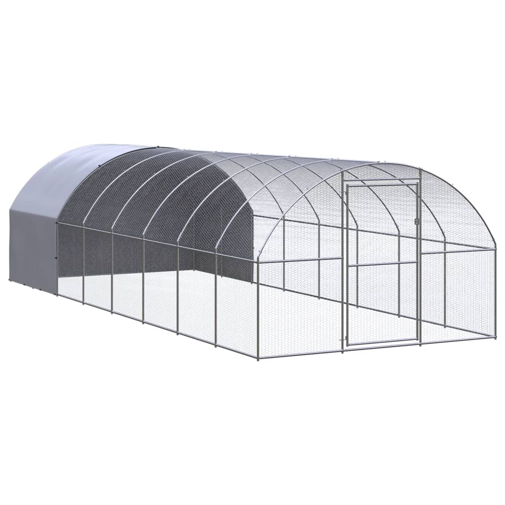 vidaXL Kippenren 3x8x2 m gegalvaniseerd staal - Aashly