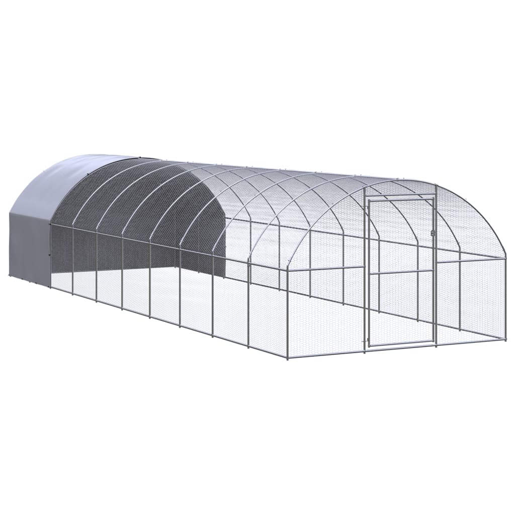 vidaXL Kippenren 3x8x2 m gegalvaniseerd staal - Aashly