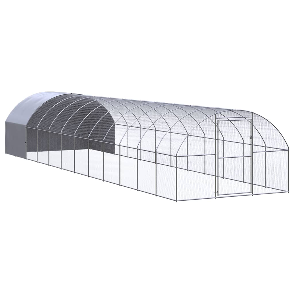 vidaXL Kippenren 3x8x2 m gegalvaniseerd staal - Aashly