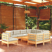 vidaXL 10-delige Loungeset met kussens massief grenenhout wit