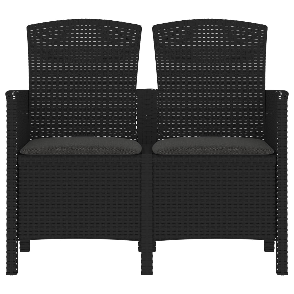 vidaXL 2-Seater Garden Bench with Cushions PP Rattan Brown