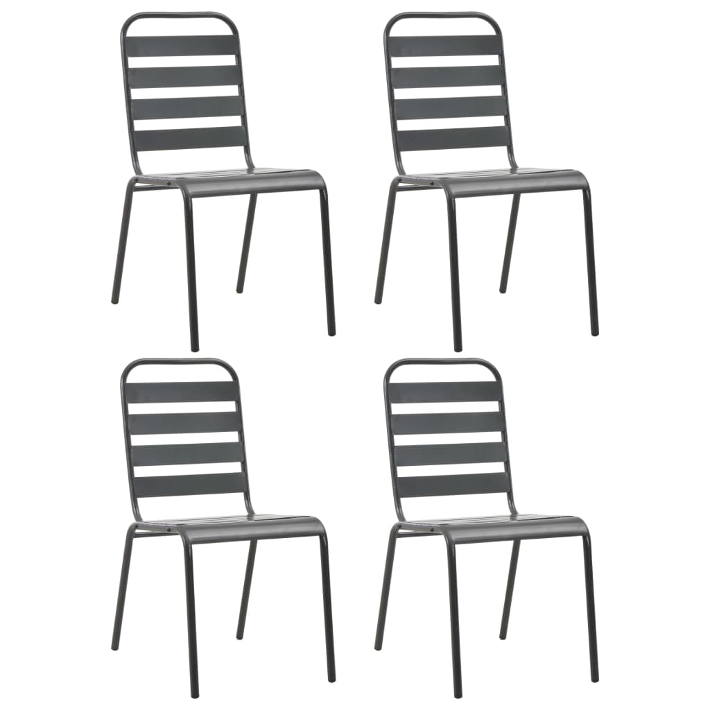 vidaXL Tuinstoelen 4 st gelat ontwerp staal donkergrijs - Aashly