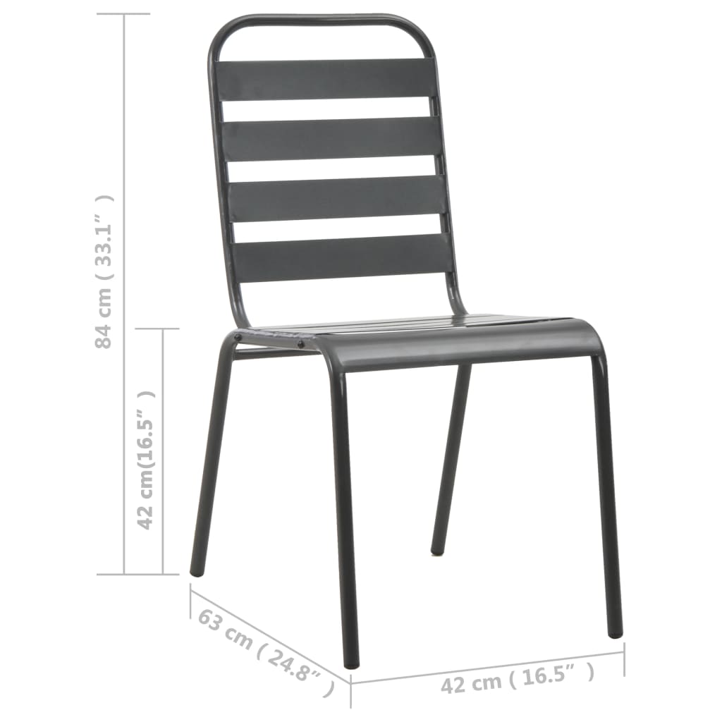 vidaXL Tuinstoelen 4 st gelat ontwerp staal donkergrijs - Aashly
