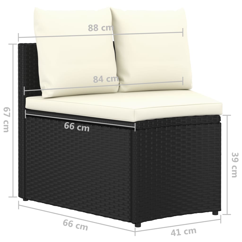 vidaXL 2-Piece Lounge Set with Cushions Poly Rattan Black