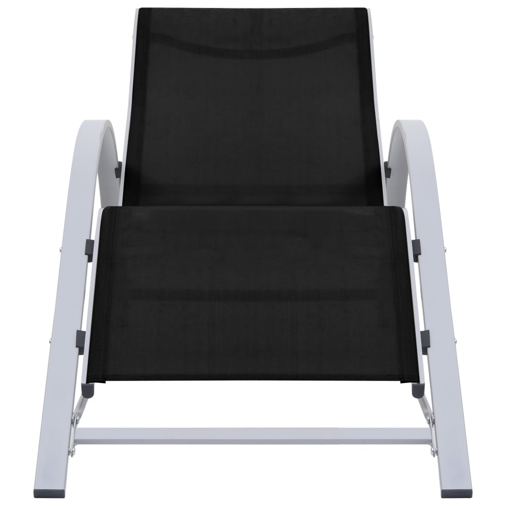 vidaXL Ligbed textileen en aluminium zwart