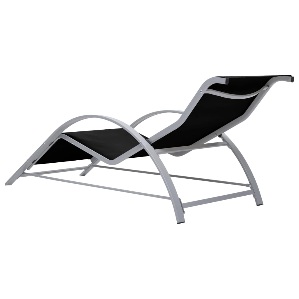 vidaXL Ligbed textileen en aluminium zwart