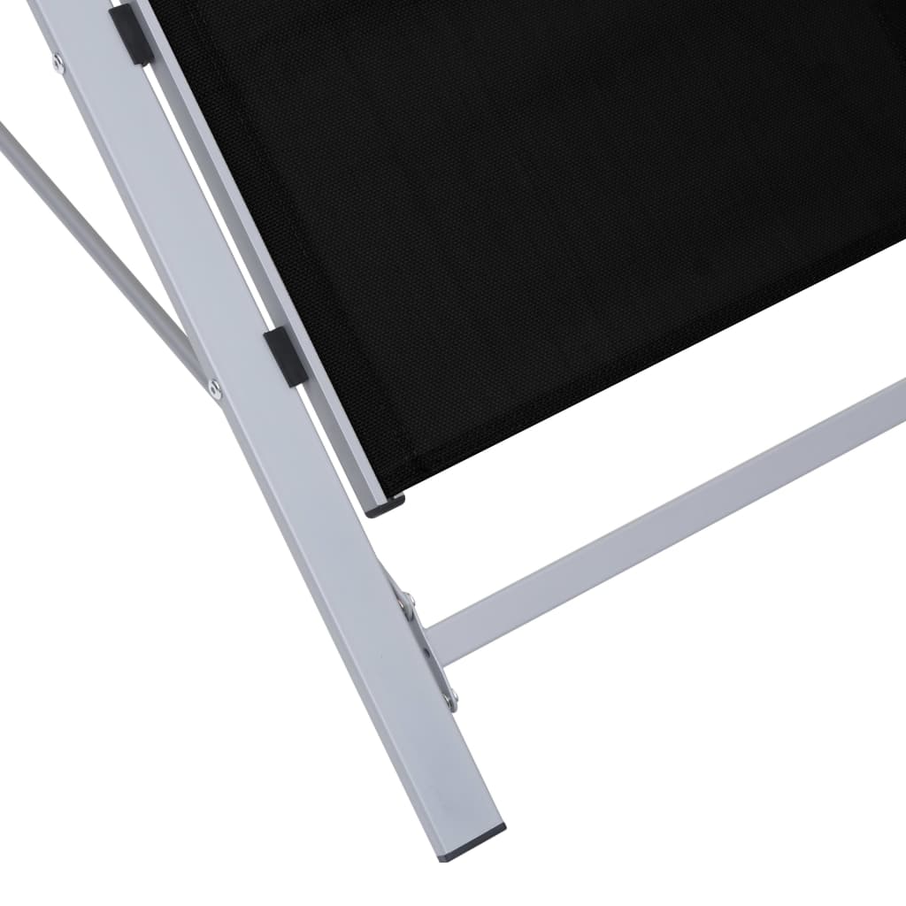 vidaXL Ligbed textileen en aluminium zwart