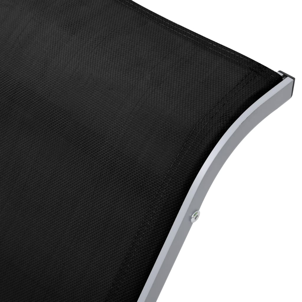 vidaXL Ligbed textileen en aluminium zwart