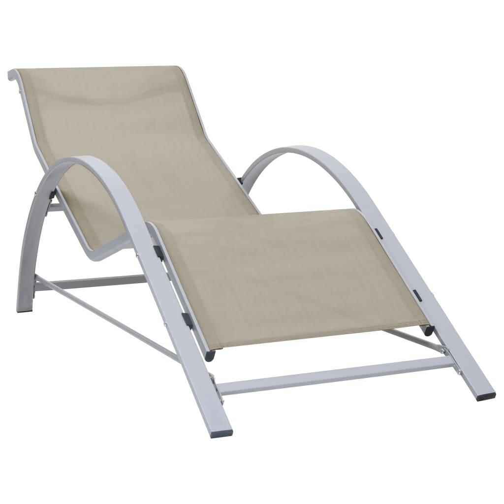 vidaXL Ligbed textileen en aluminium zwart