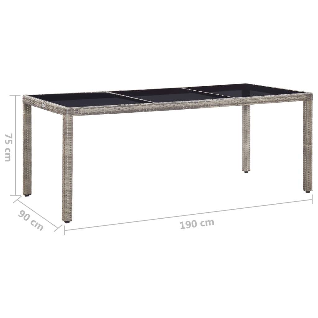 vidaXL Tuintafel 190x90x75 cm poly rattan grijs