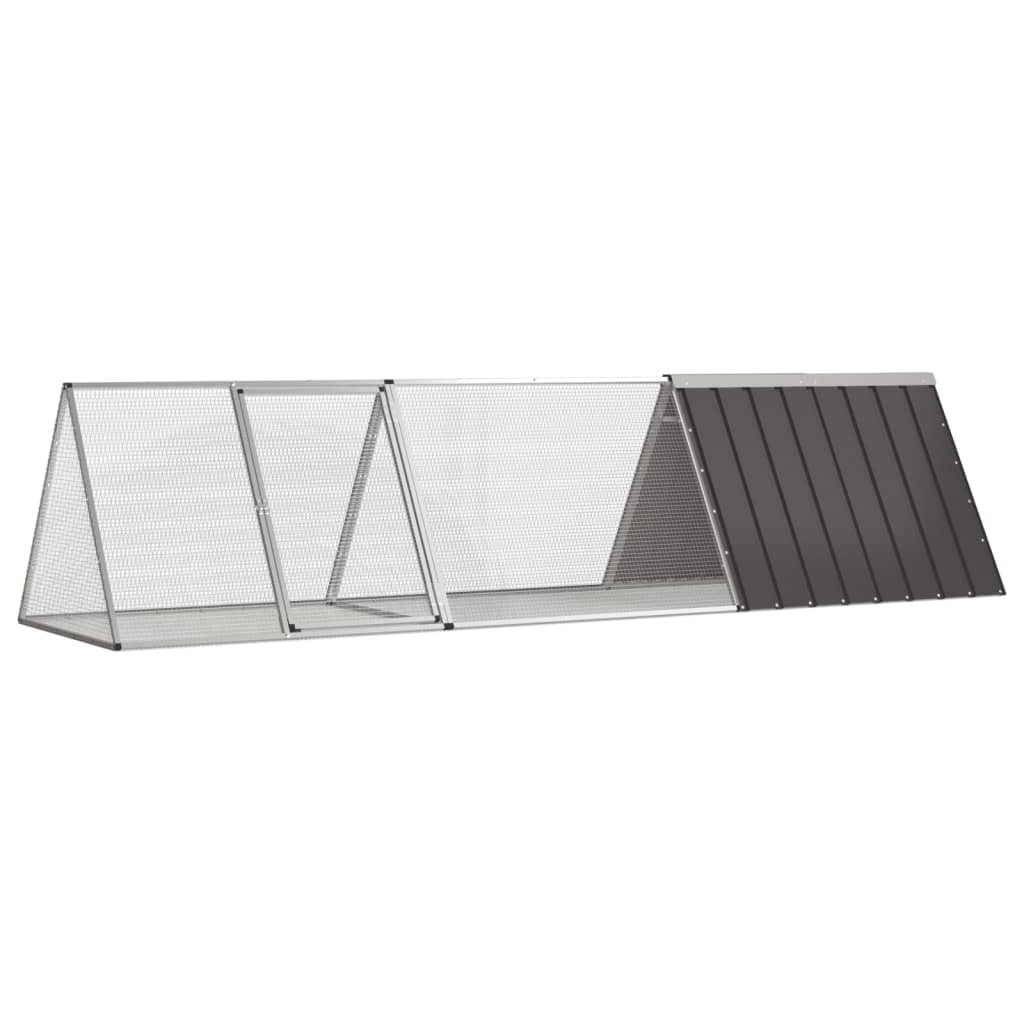 vidaXL Konijnenhok 201,5x80,5x71 cm gegalvaniseerd staal grijs - Aashly