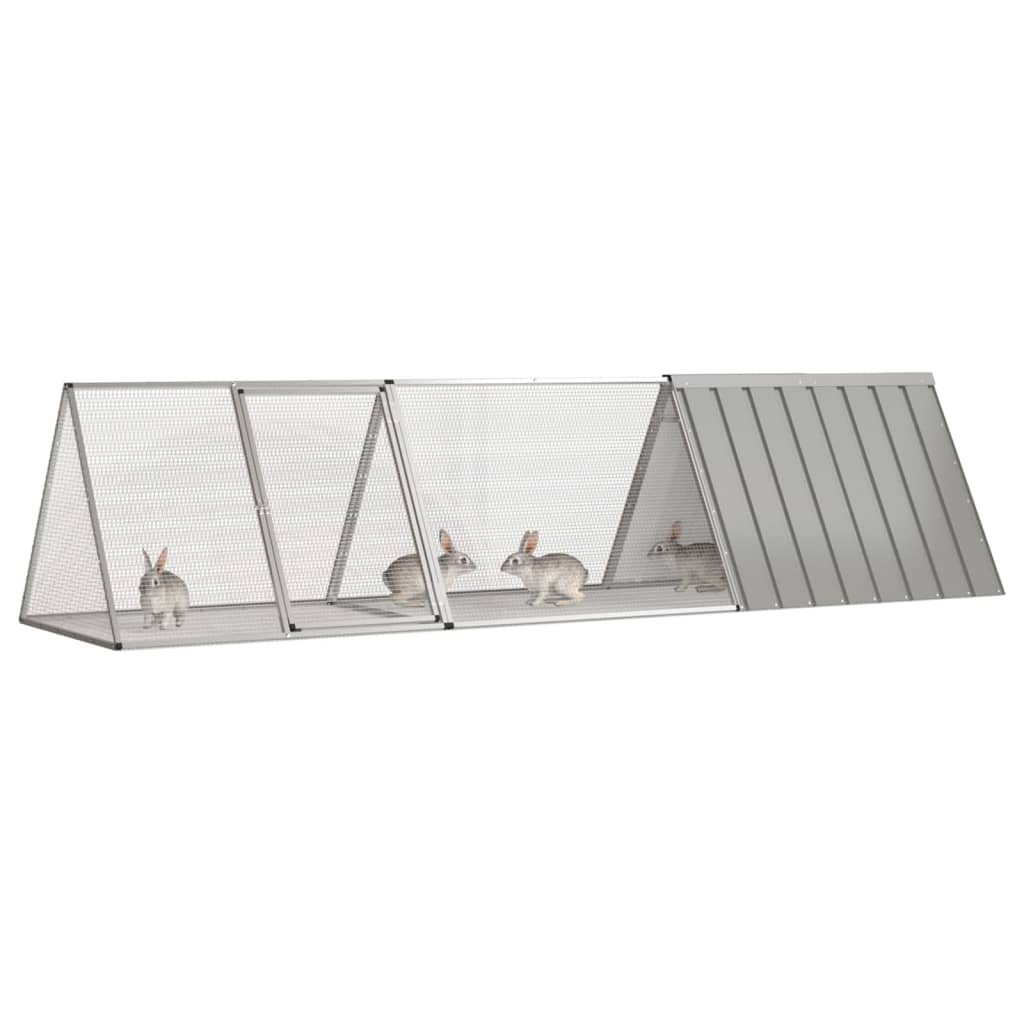 vidaXL Konijnenhok 201,5x80,5x71 cm gegalvaniseerd staal grijs - Aashly