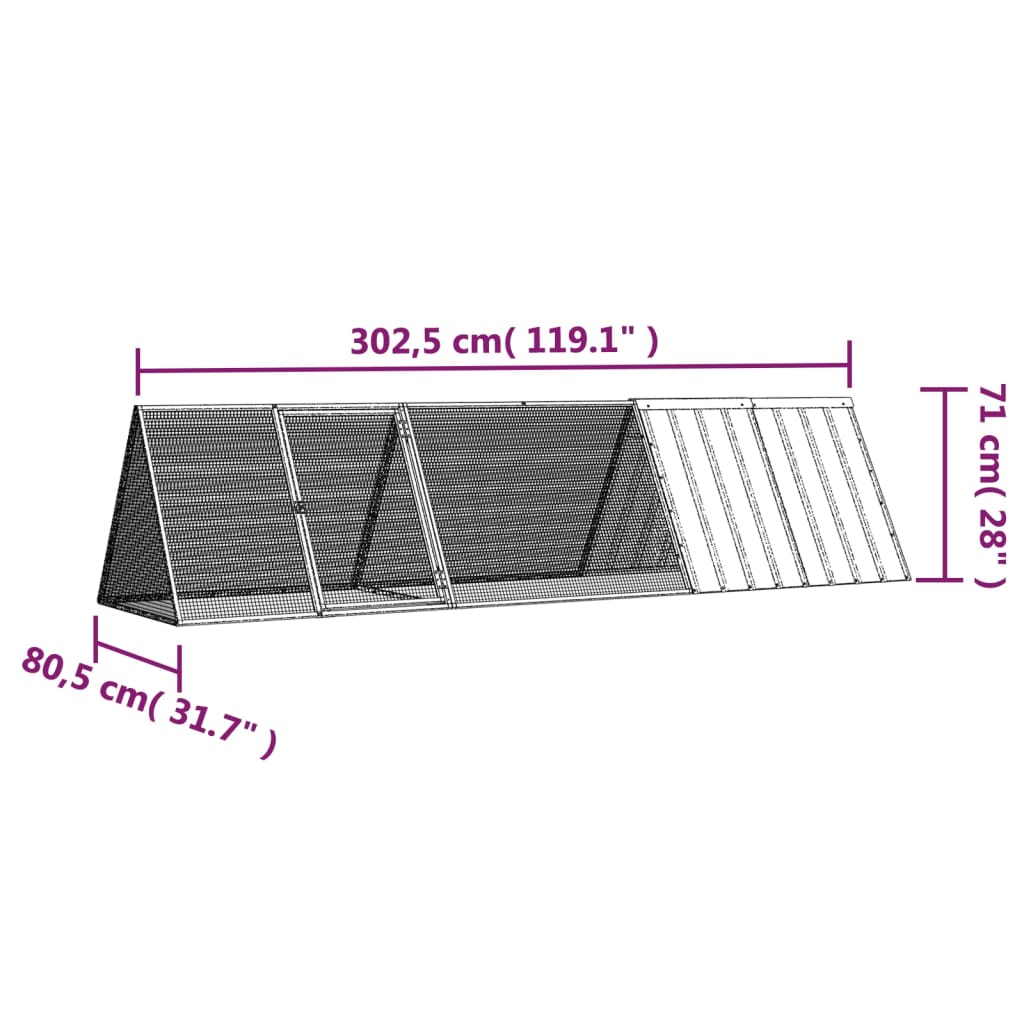 vidaXL Konijnenhok 201,5x80,5x71 cm gegalvaniseerd staal grijs - Aashly