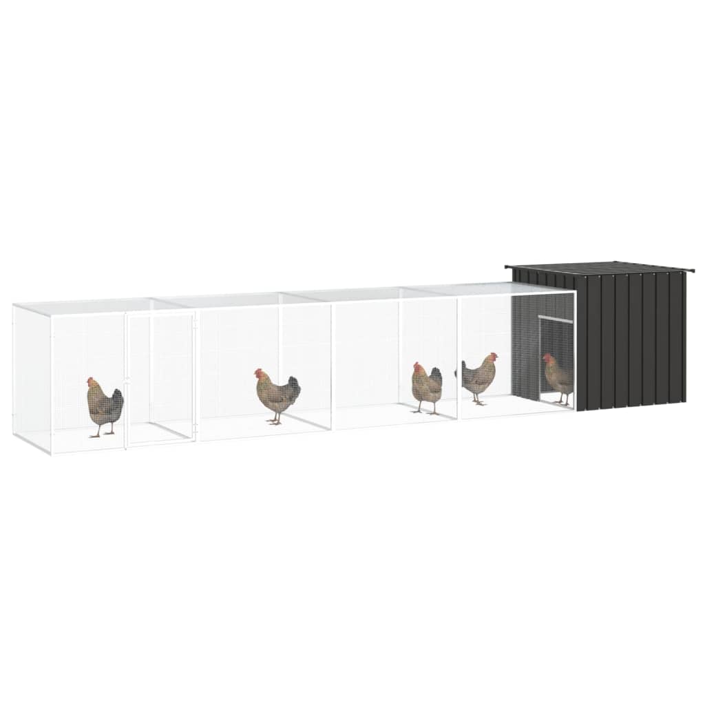 vidaXL Kippenhok 200x91x100 cm gegalvaniseerd staal grijs - Aashly