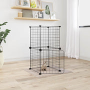 vidaXL Huisdierenkooi met deur 20 panelen 35x35 cm staal zwart - Aashly