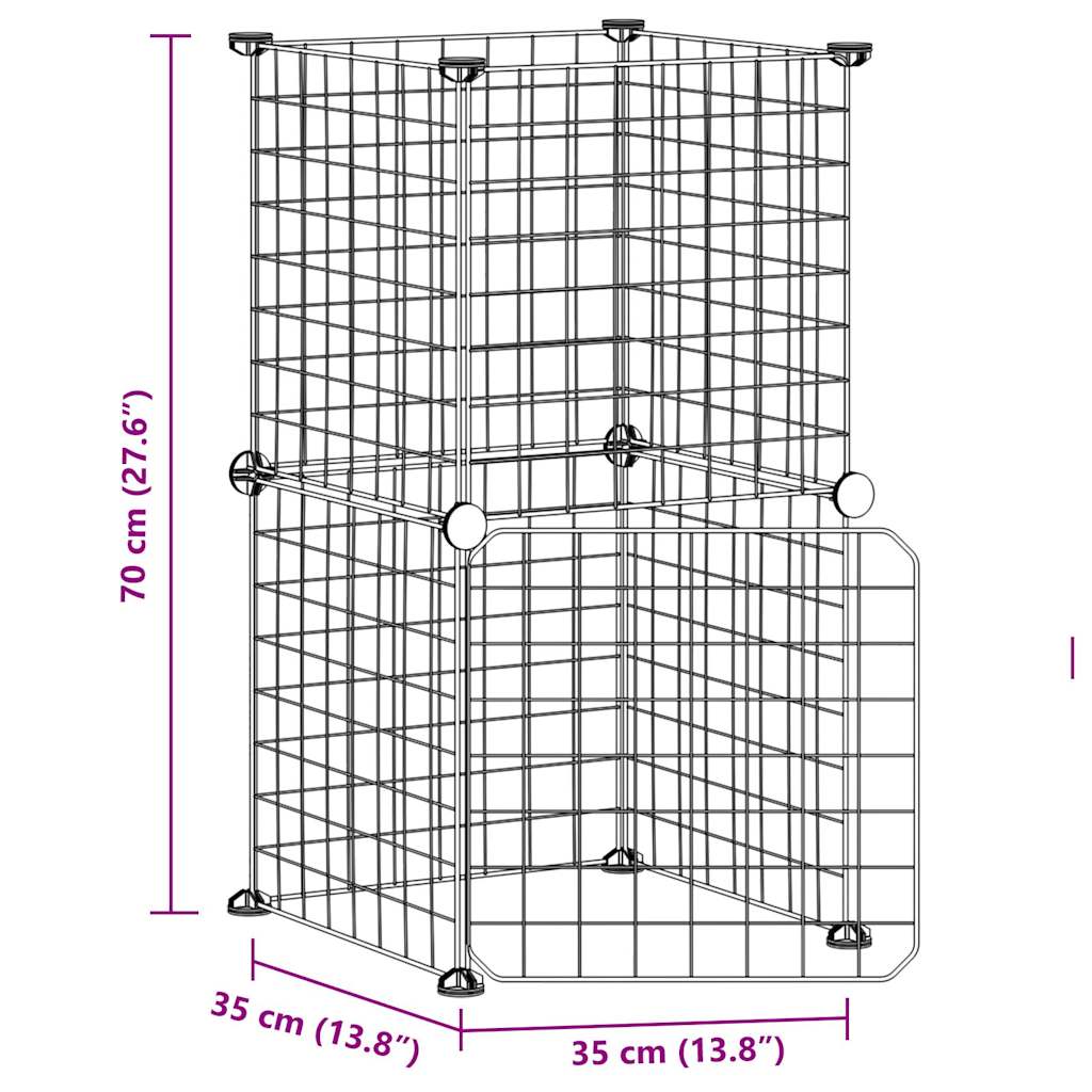 vidaXL Huisdierenkooi met deur 20 panelen 35x35 cm staal zwart - Aashly