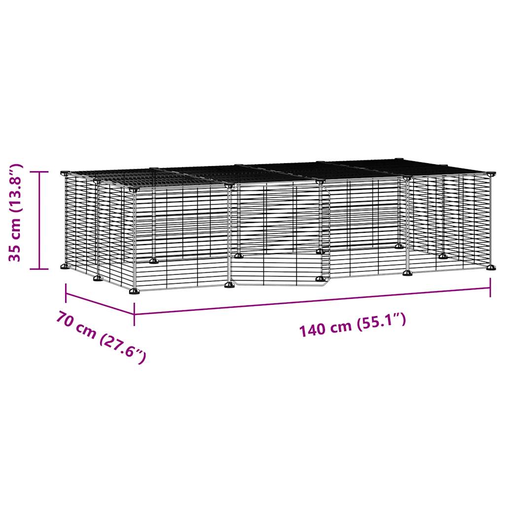 vidaXL Huisdierenkooi met deur 20 panelen 35x35 cm staal zwart - Aashly
