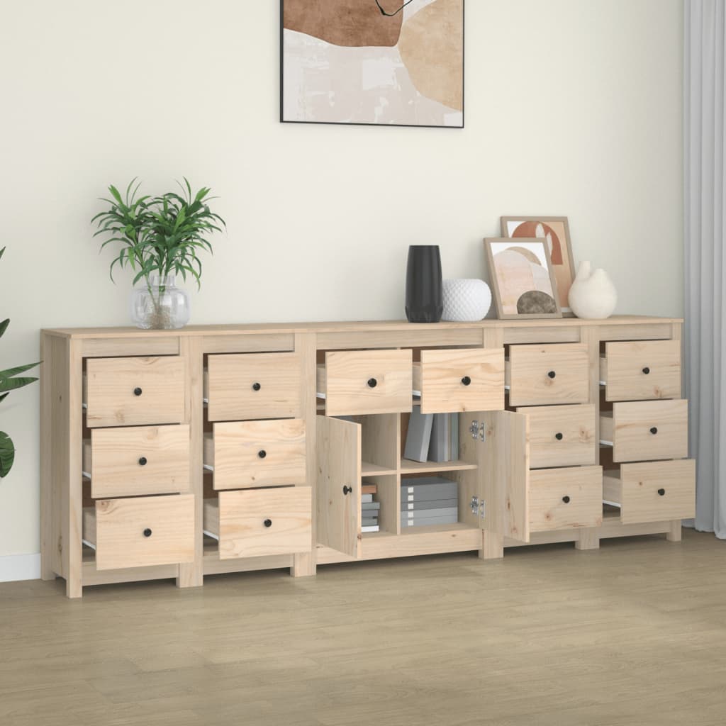 vidaXL Dressoir 230x35x80 cm massief grenenhout zwart - Aashly
